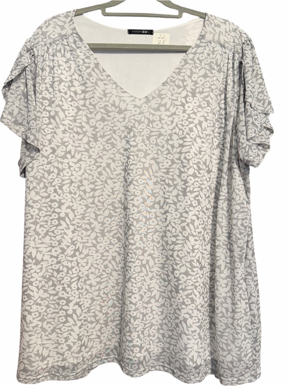 PAPERMOON short sleeve top gray &white floral